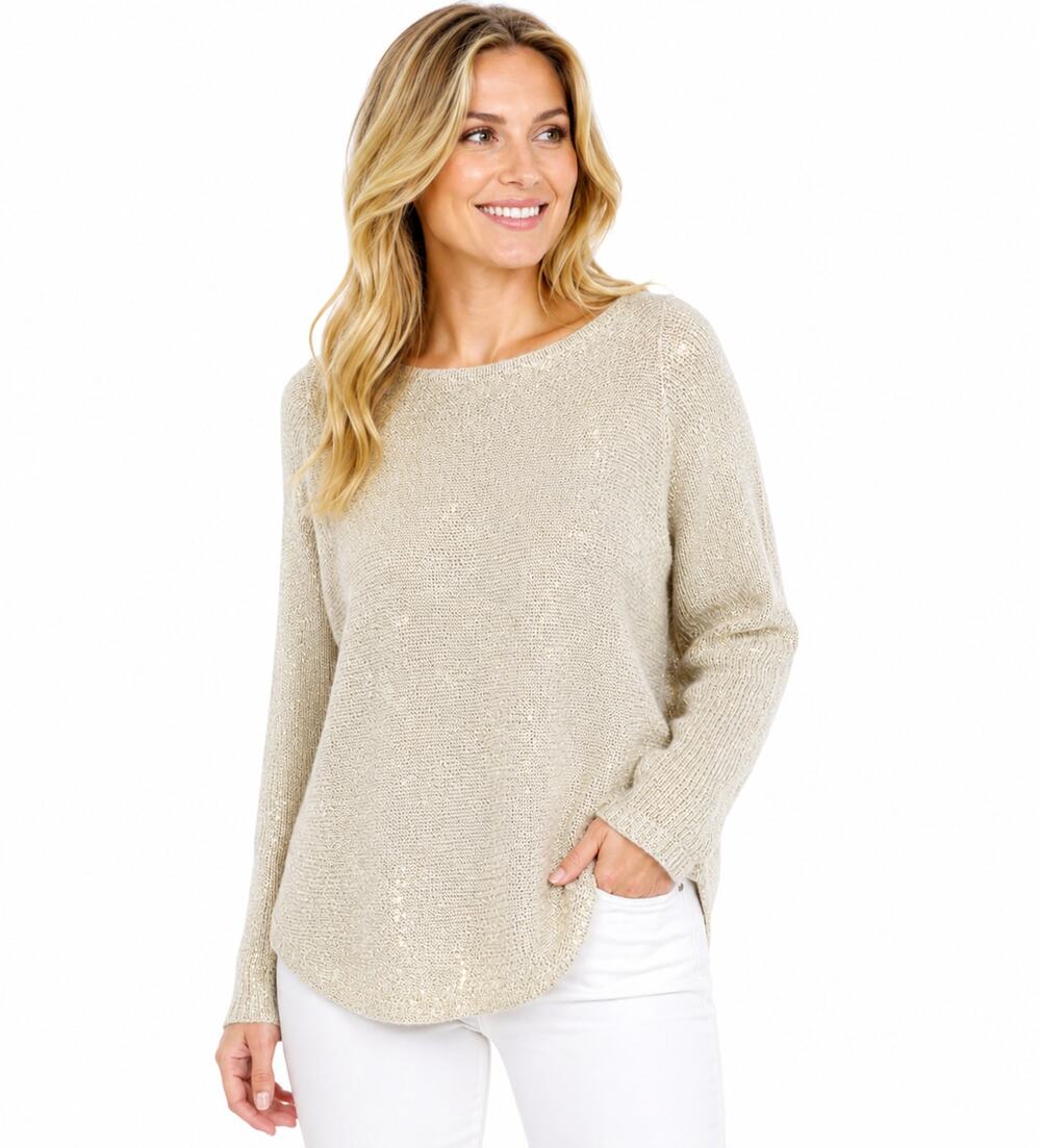 Lilly Pulitzer Gold Metallic Knit Sweater Small EUC
